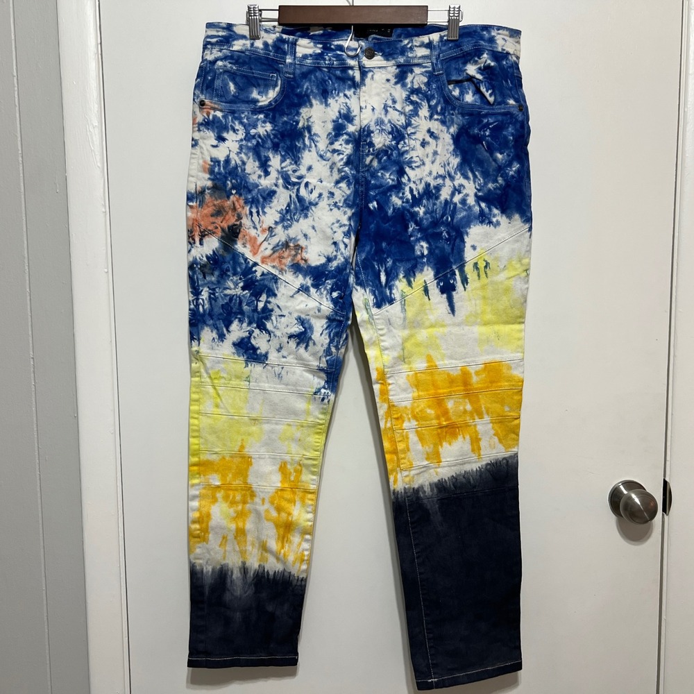 GS 115 Premium Mens Tie Dye Moto Jeans Size 38 Streetwear‎